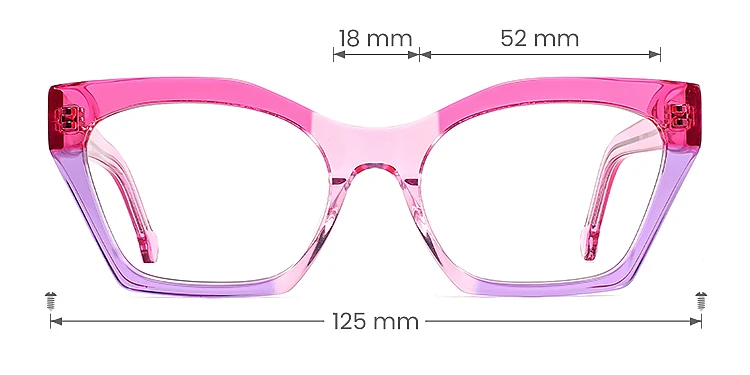 Nydia pink colorful   Acetate  Eyeglasses, size view