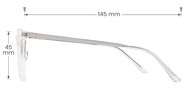 Jocelin clear   Plastic  Eyeglasses, size view