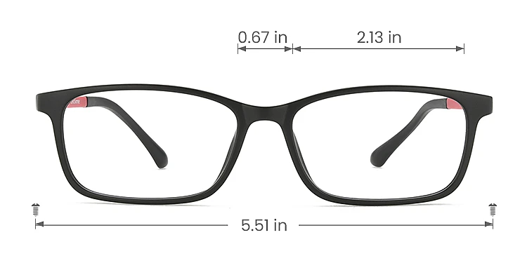 Avery black red   TR90  Eyeglasses, size view