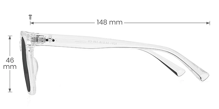 Luke clear   TR90  Sunglasses, size view