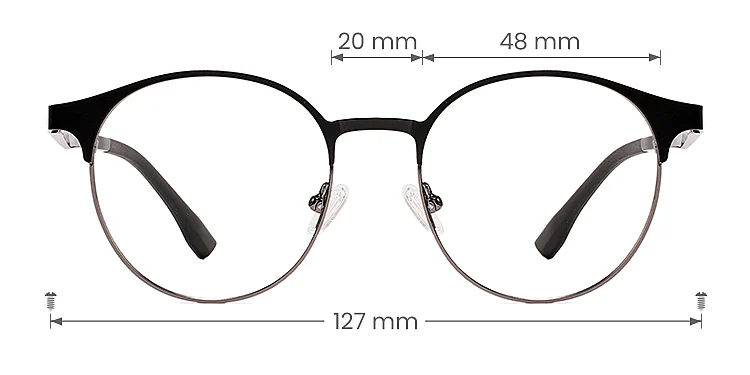 Nasim black gun   Metal  Eyeglasses, size view