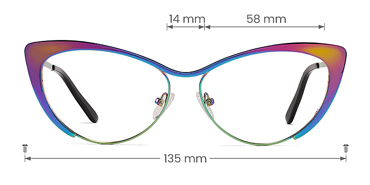 Aurora mirrored rainbow green   Metal  Eyeglasses, size view