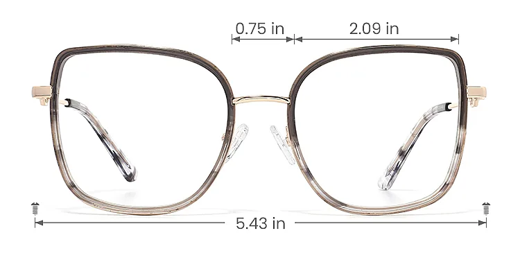 Alyssa grey   Plastic  Eyeglasses, size view