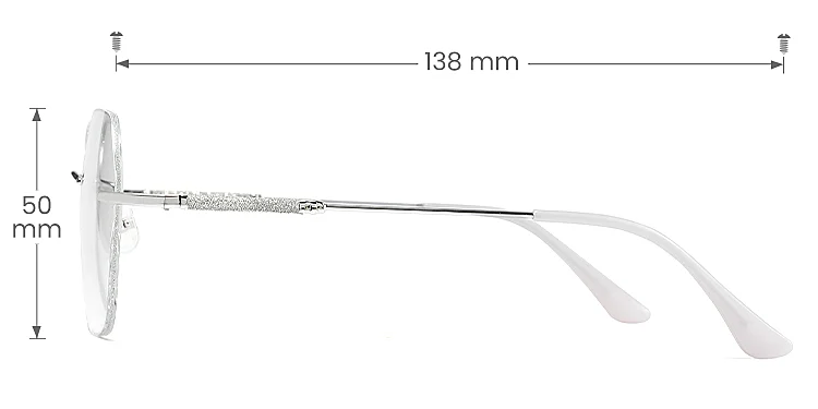 Gem silver   Metal  Eyeglasses, size view