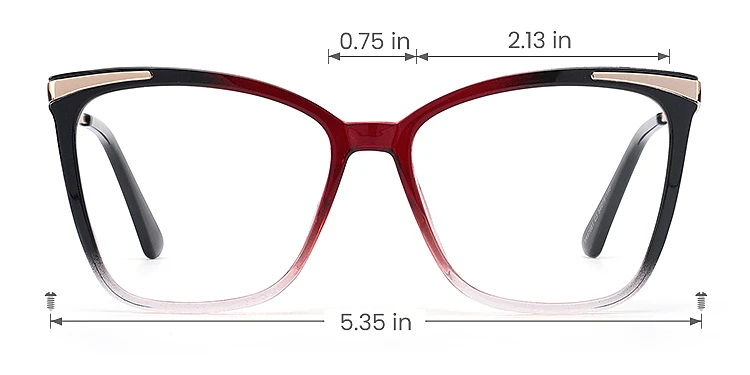 Sine black red   Plastic  Eyeglasses, size view