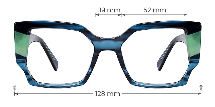 Marlo blue green   Acetate  Eyeglasses, size view