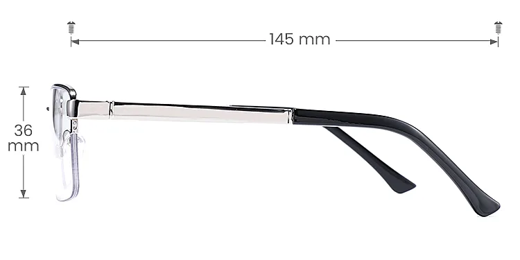 Aman black silver   Metal  Eyeglasses, size view