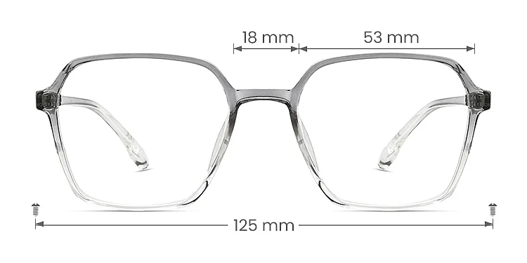 Kendall grey clear   TR90  Eyeglasses, size view