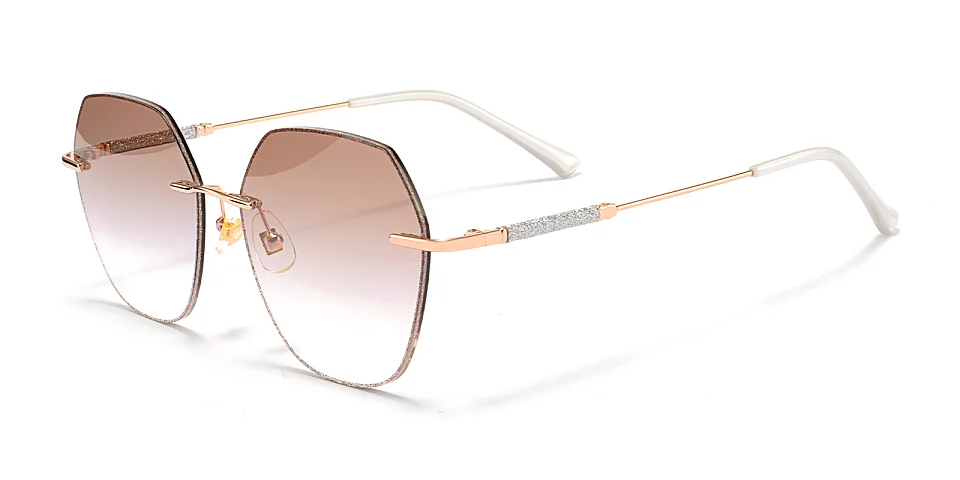 Crystal rose gold   Metal  Sunglasses