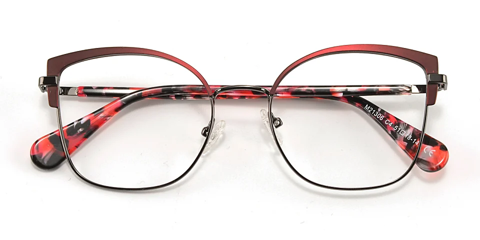 Heather red   Metal  Eyeglasses