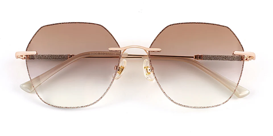 Crystal rose gold   Metal  Sunglasses