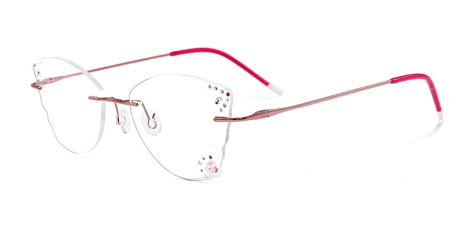 Clear Butterfly red rose gold   Metal  Eyeglasses