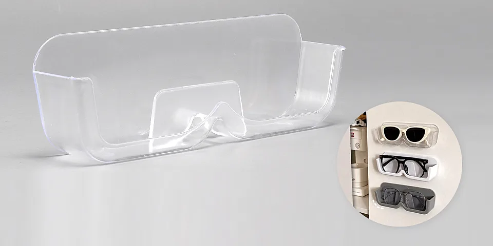 Clear Wall Mounted Glasses Storage Box clear  Chain