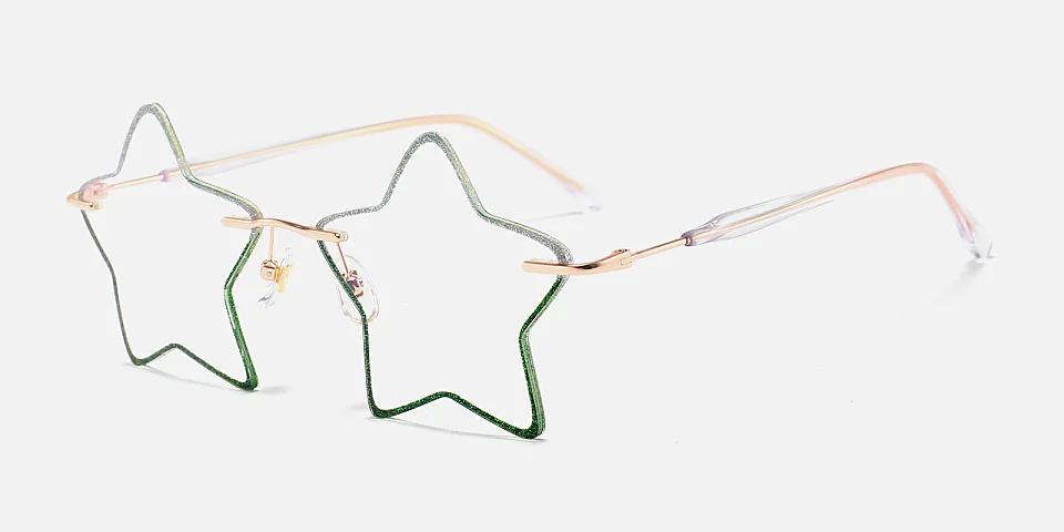 5 Stars silver green   Metal  Eyeglasses