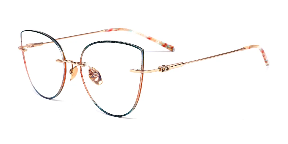 Jolene blue floral   Titanium  Eyeglasses
