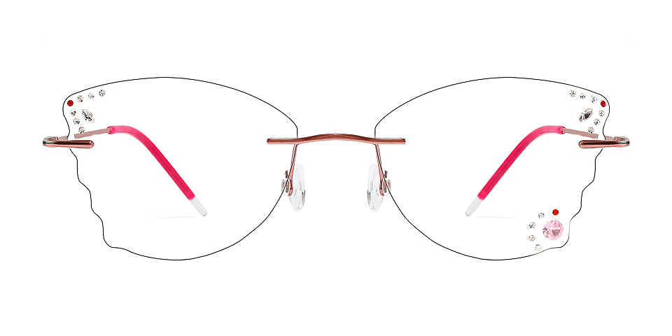 Clear Butterfly red rose gold   Metal  Eyeglasses