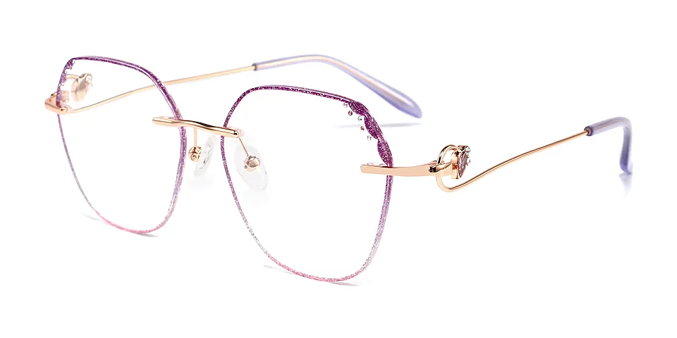 Grey Purple purple pink   Metal  Eyeglasses