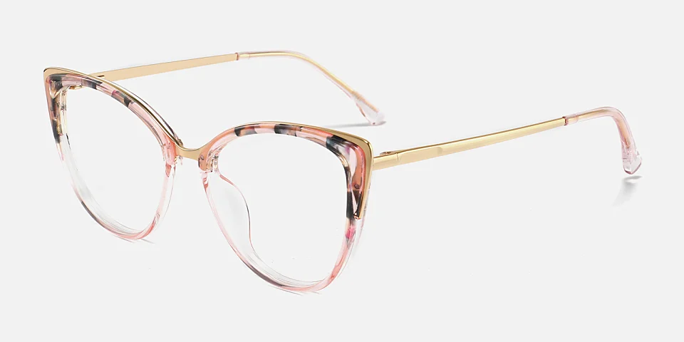 Lucissa pink floral clear pink   Plastic  Eyeglasses
