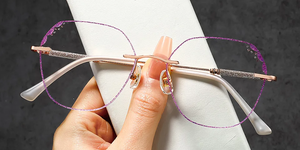 Laec rose gold purple   Metal  Eyeglasses