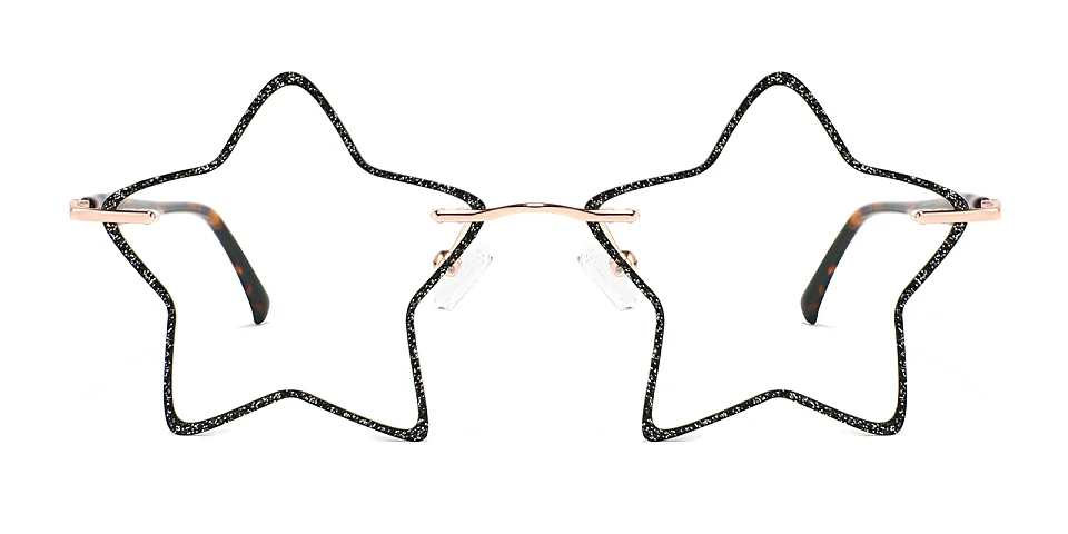 5 Stars shiny black   Metal  Eyeglasses