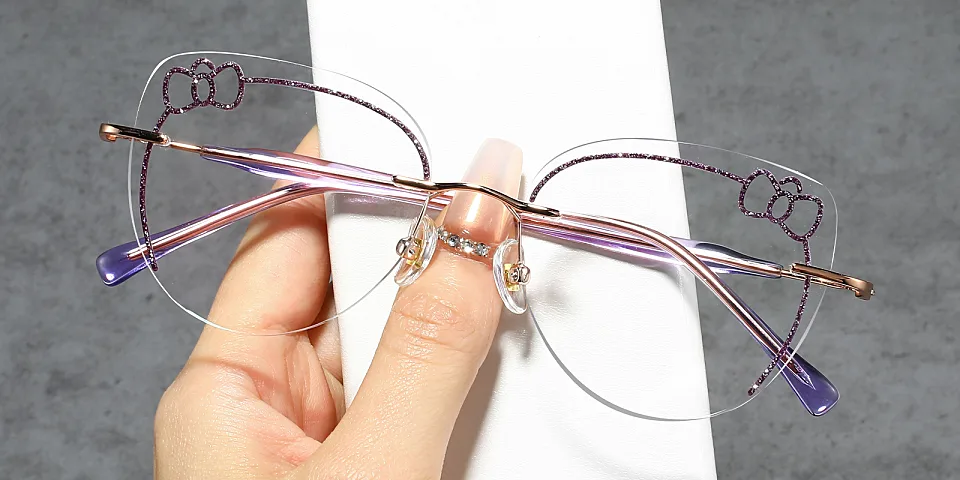 Kitty purple   Metal  Eyeglasses