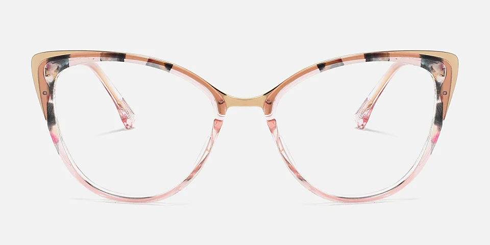 Lucissa pink floral clear pink   Plastic  Eyeglasses