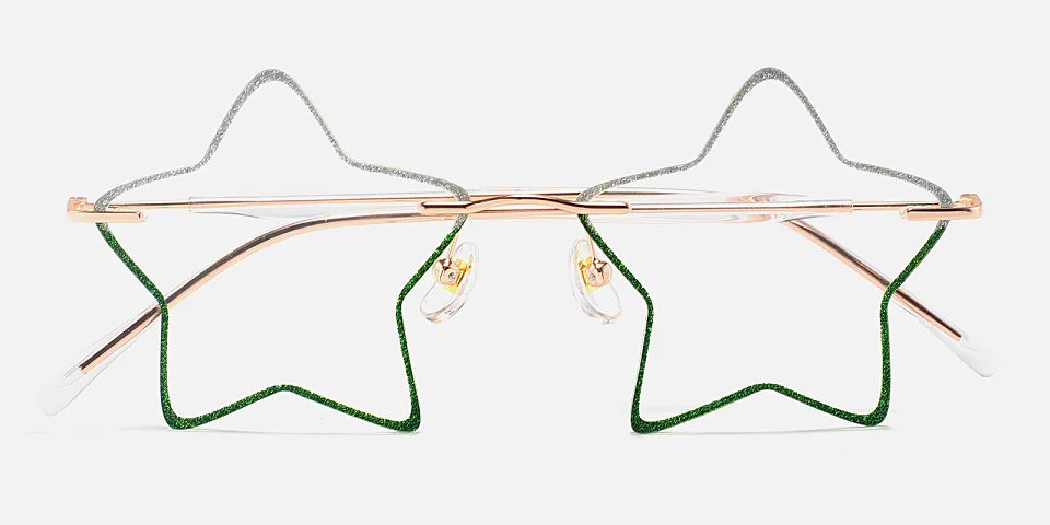 5 Stars silver green   Metal  Eyeglasses