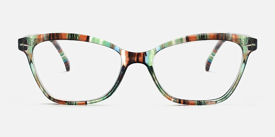 Evadne brown green striped   Plastic  Eyeglasses