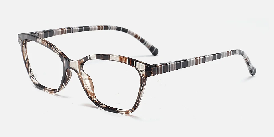 Evadne brown striped   Plastic  Eyeglasses