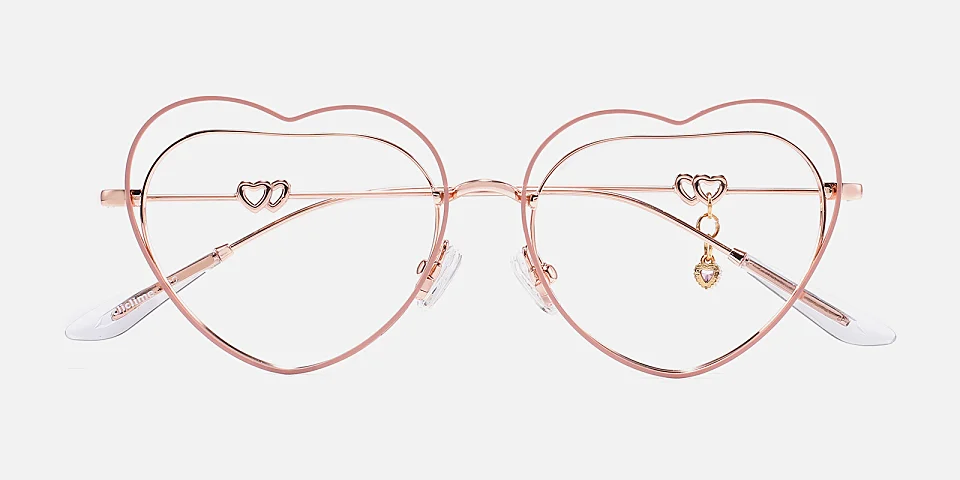 Heart pink rose gold   Metal  Eyeglasses