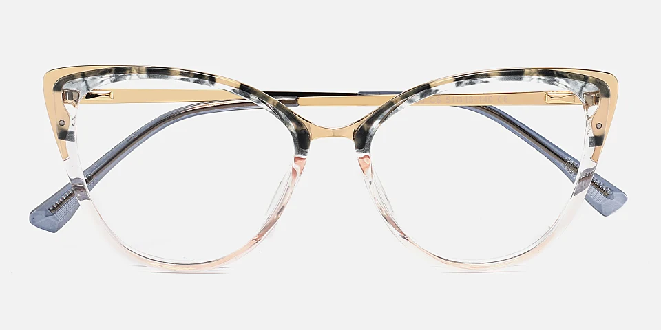 Lucissa grey floral champagne   Plastic  Eyeglasses