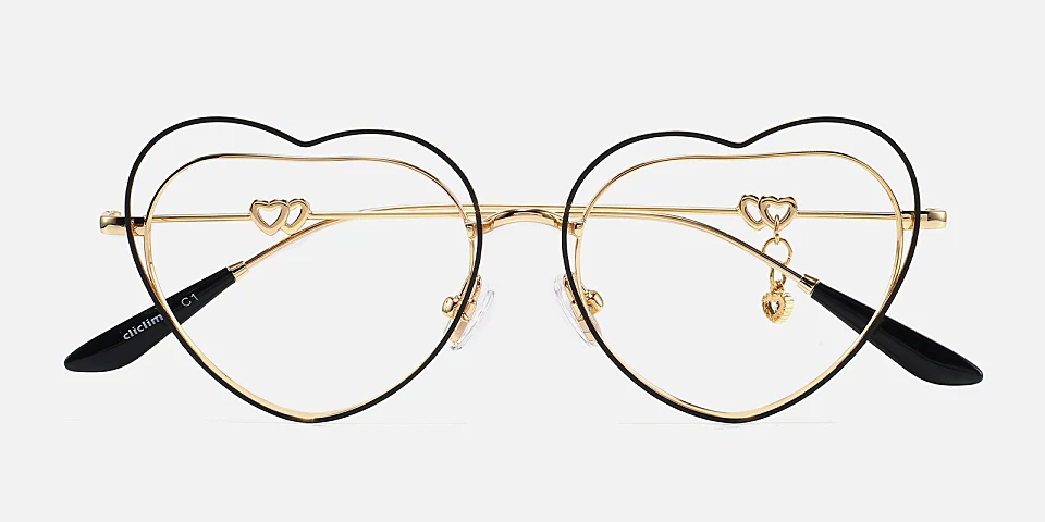 Heart black gold   Metal  Eyeglasses