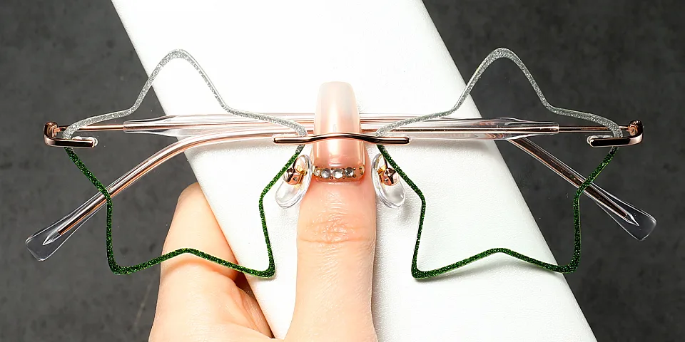 5 Stars silver green   Metal  Eyeglasses