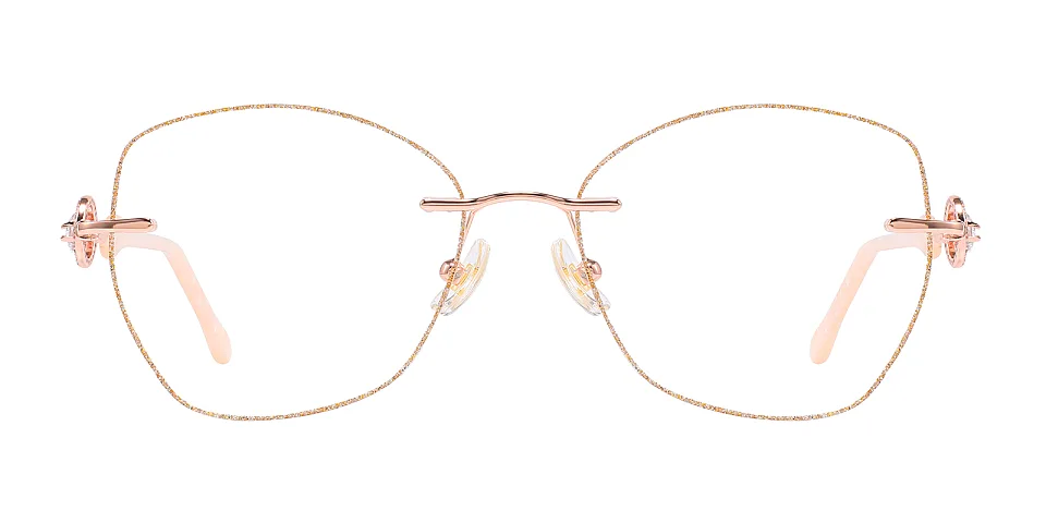 Glitter rose gold gold   Metal  Eyeglasses