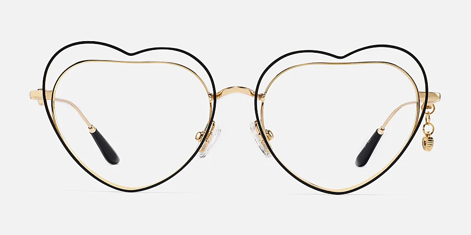 Heart black gold   Metal  Eyeglasses