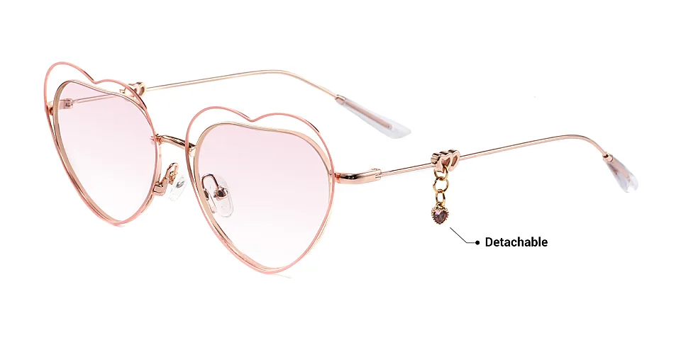 Heart pink rose gold   Metal  Sunglasses