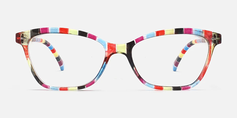 Evadne red yellow striped   Plastic  Eyeglasses