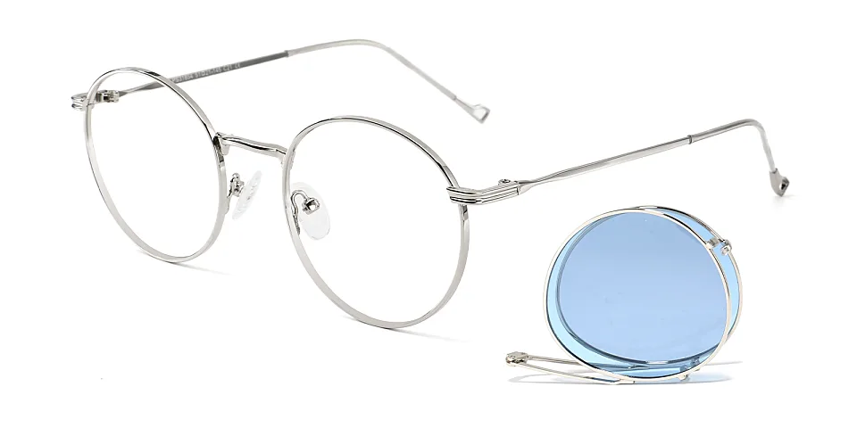 Yates silver blue   Metal  Eyeglasses