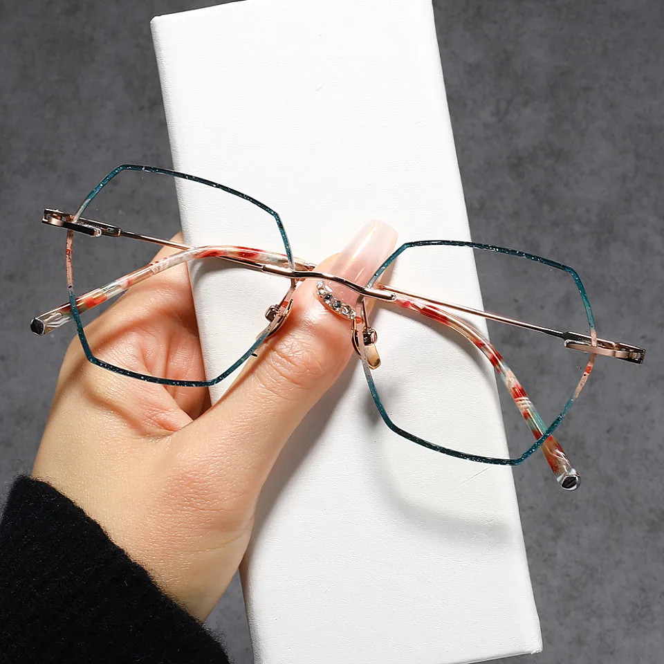 Anaya Blue Floral Polygon Eyeglasses | CliCliMe.com