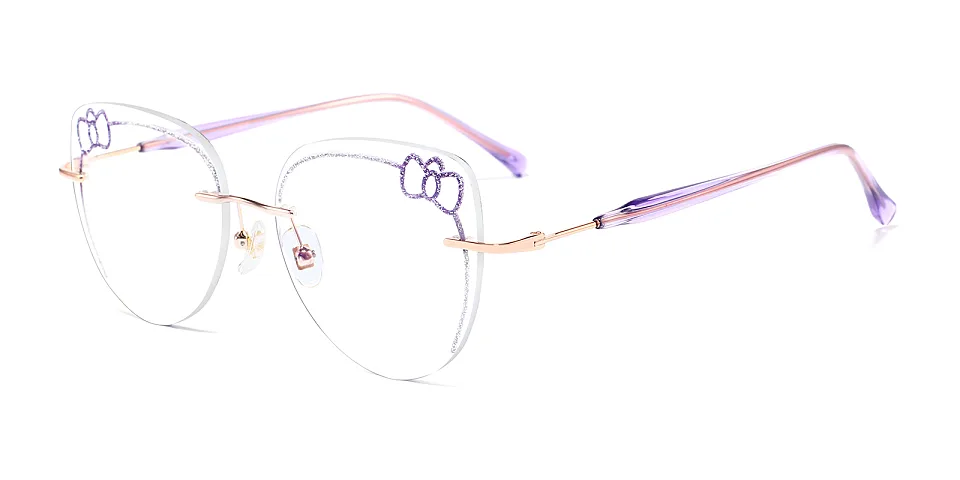 Kitty purple silver   Metal  Eyeglasses