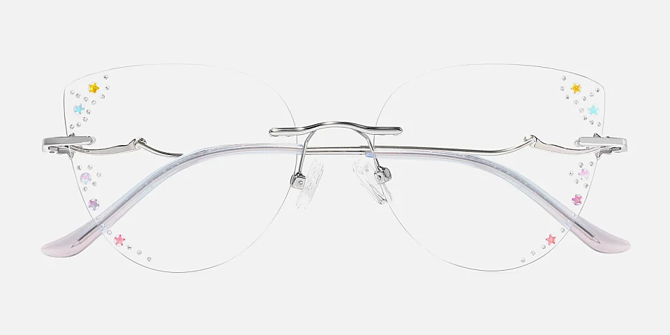 Twinkling Star silver green pink   Metal  Eyeglasses