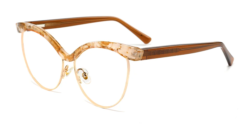Angelique brown floral   Plastic  Eyeglasses