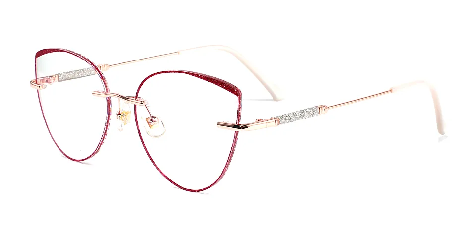 Glamour rose gold red   Metal  Eyeglasses