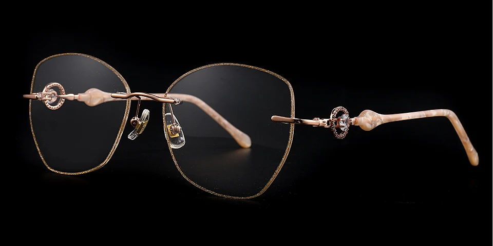 Glitter rose gold gold   Metal  Eyeglasses
