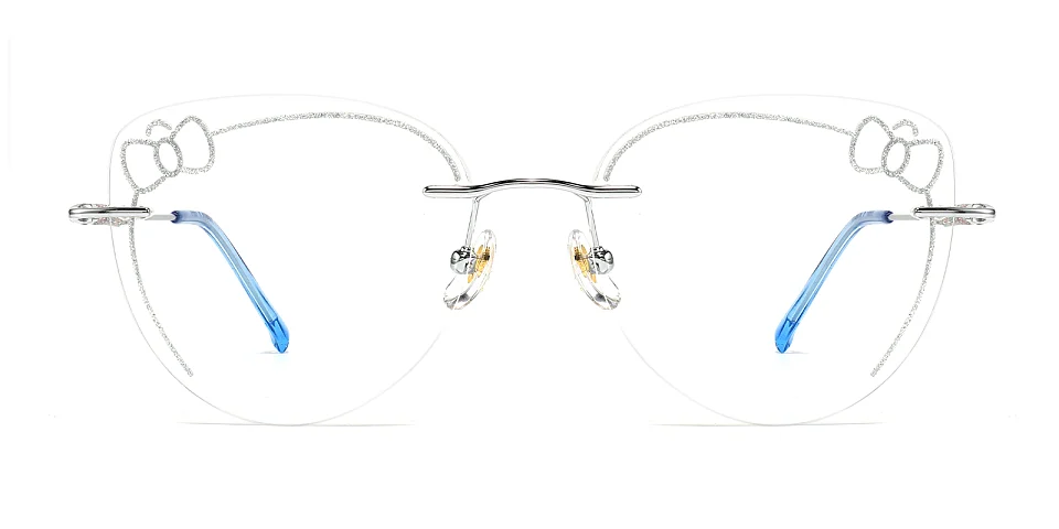 Kitty silver blue   Metal  Eyeglasses