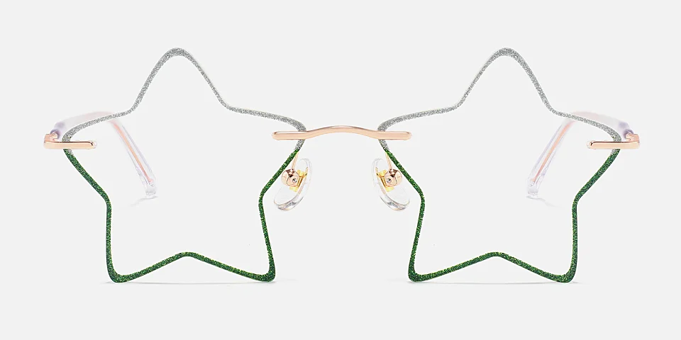 5 Stars silver green   Metal  Eyeglasses