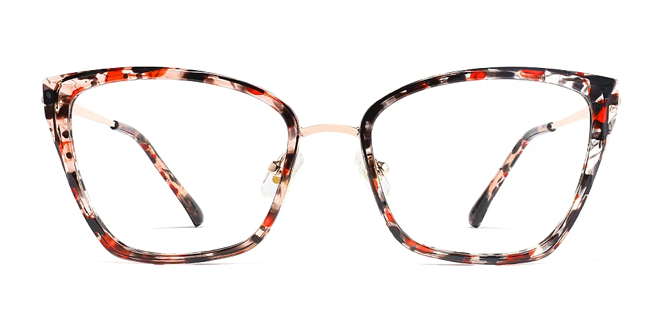 Brillant red floral   Plastic  Eyeglasses