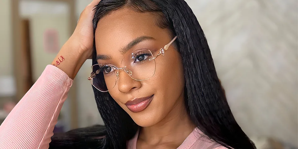 Glitter rose gold   Metal  Eyeglasses