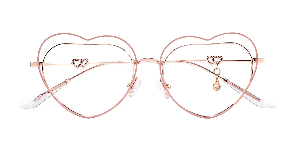 Heart pink rose gold   Metal  Eyeglasses