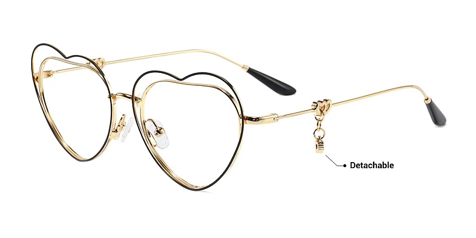 Heart black gold   Metal  Eyeglasses
